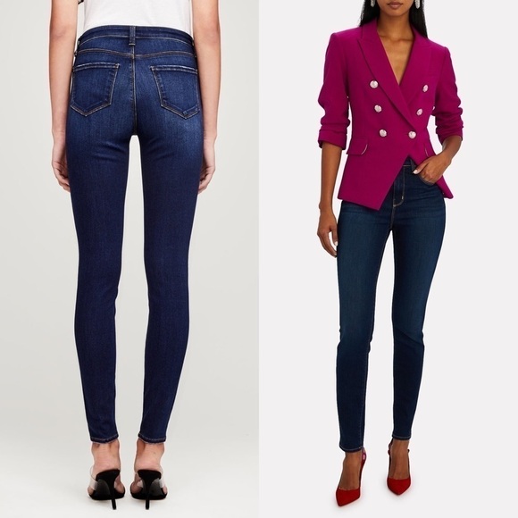 NEW L'AGENCE High Waist Skinny Jeans Distressed Dark Wash Full Length Denim 31 - Picture 5 of 16